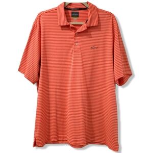 Attack Life By Greg Norman Feeder Striped Polo Casual Shirt, Seaside Coral, L